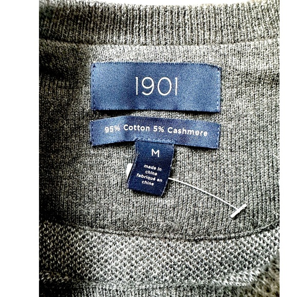 Nordstrom 1901 Grey/White Buffalo Check Cotton/Cashmere Sweater Men’s Medium - Picture 3 of 3